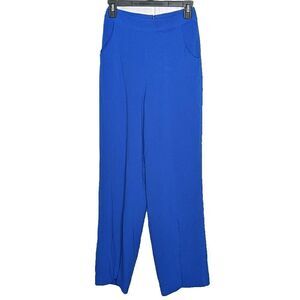 Dress The Population Ashton Wide Leg Pants Electric Blue Front Pocket Size 2X